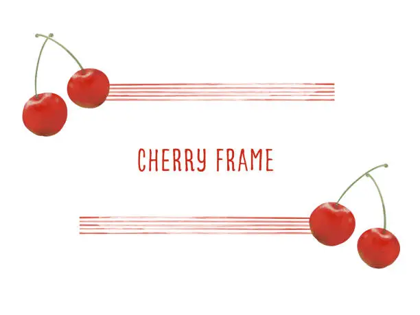 Vector illustration of Illustration of frame with cherry - watercolor touch