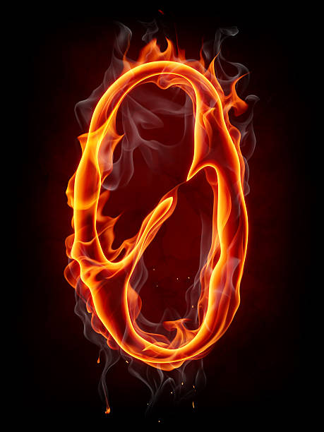 Fire Font Number 0 Stock Photo - Download Image Now - Burning