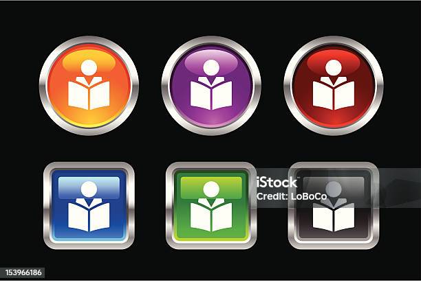 Metallic Glossy Icon Reading Stock Illustration - Download Image Now - Adult, Adults Only, Black Background