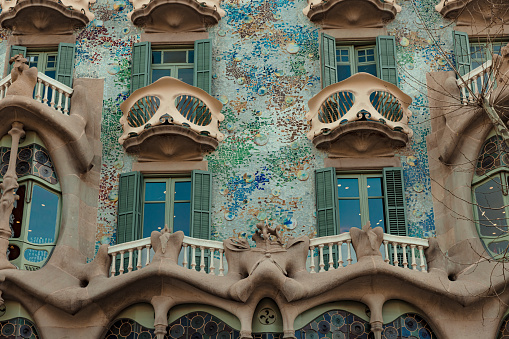 Famous Casa Batllo in Barcelona, designed by Antonio Gaudi. Barcelona, Spain. Casa Batlló.