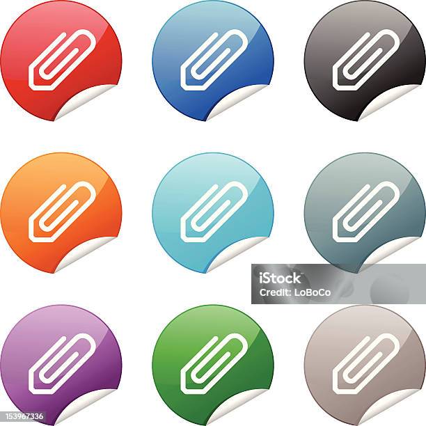 Vetores de Íconeclipe Para Papel Adesivo e mais imagens de Atado - Atado, Azul, Botão - Peça de Máquina