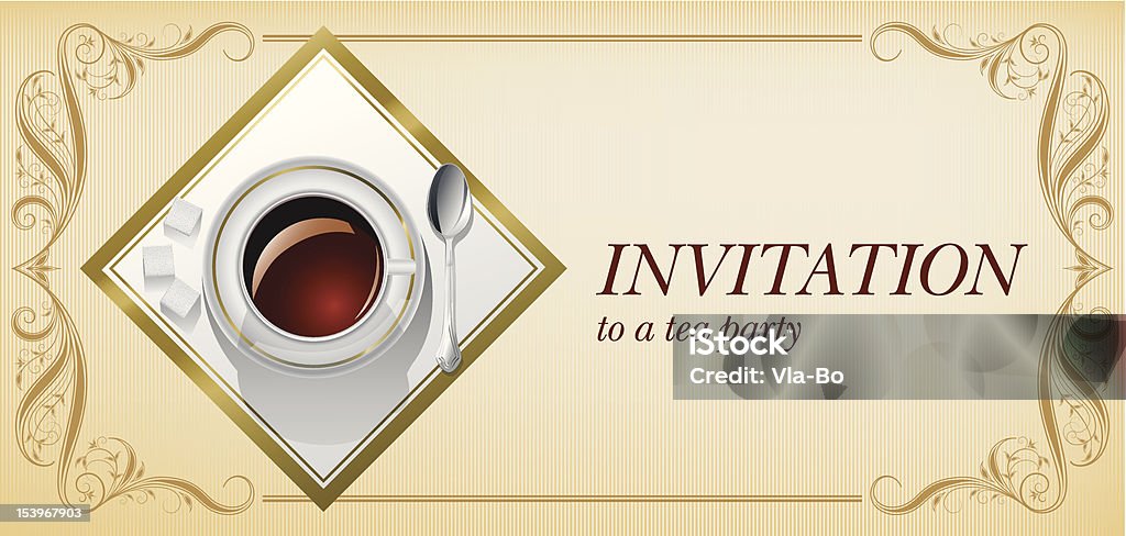 Invitation_to_tea_party - arte vettoriale royalty-free di Beige