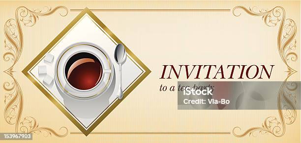 Invitationtoteaparty - Immagini vettoriali stock e altre immagini di Beige - Beige, Cerimonia del tè, Cornice per foto