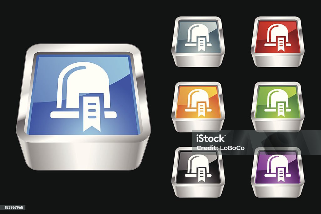 3D Icon | Stock (Ticket Tape Machine) Stock (Ticket Tape Machine) icon on metallic 3D button on black background.  Created in Adobe Illustrator. Ticker Tape Machine stock vector