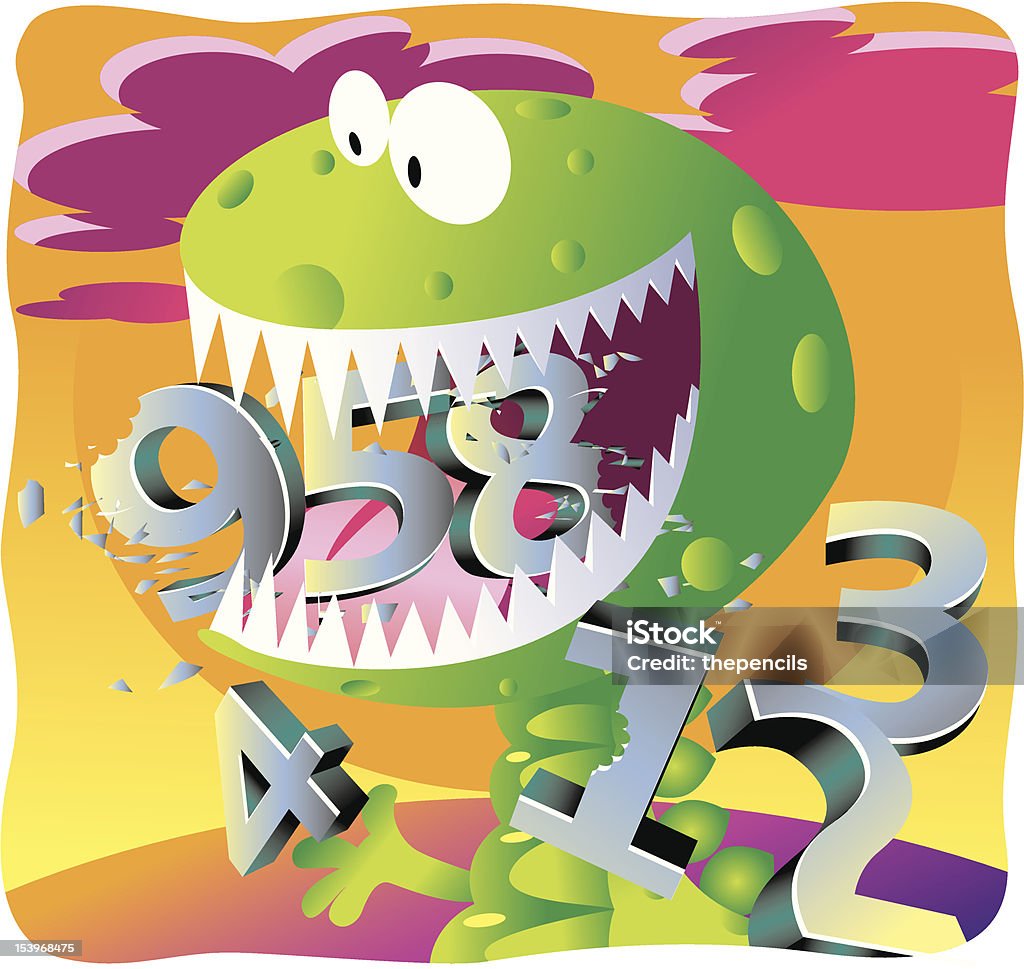 Numéro Cruncher Monster Dinosaure - clipart vectoriel de Animal disparu libre de droits