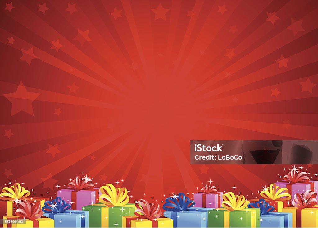 Shopping Background Colorful gift boxes on red graphic background. Gift stock vector