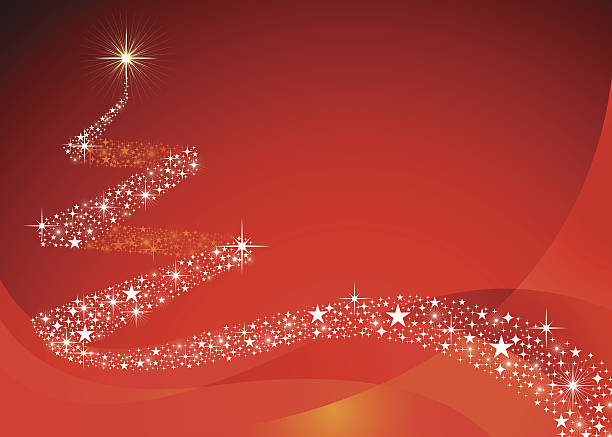 Christmas Seriers | Tree Sparkling Christmas Tree (formed by stars and sparks) on dark red gradient background. Created in Adobe Illustrator.  tree topper stock illustrations