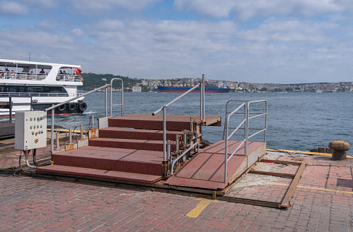 portable passenger ferry ladder at the pier