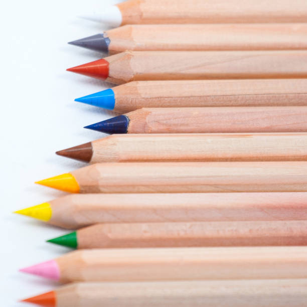 wooden pencils on  the white background stock photo