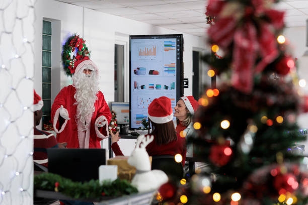 istock Lecturer talking in Christmas meeting 1539693671