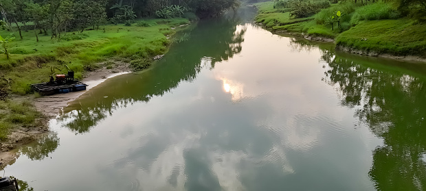 river landscape in the evening