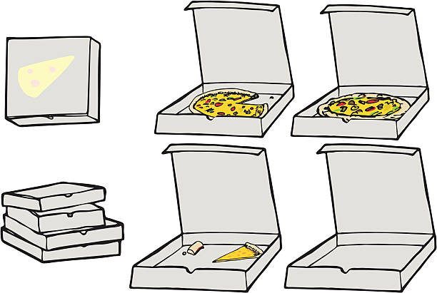 illustrations, cliparts, dessins animés et icônes de set à pizza - pizza pizza box cartoon take out food