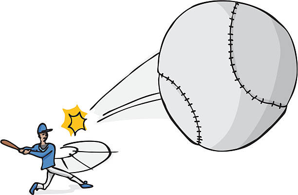 zawodnik softballu uderza piłkę - playing baseball white background action stock illustrations