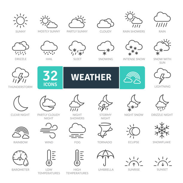 Weather Weather Icons Pack. Thin line icons set. Simple vector icons eclipse icon stock illustrations