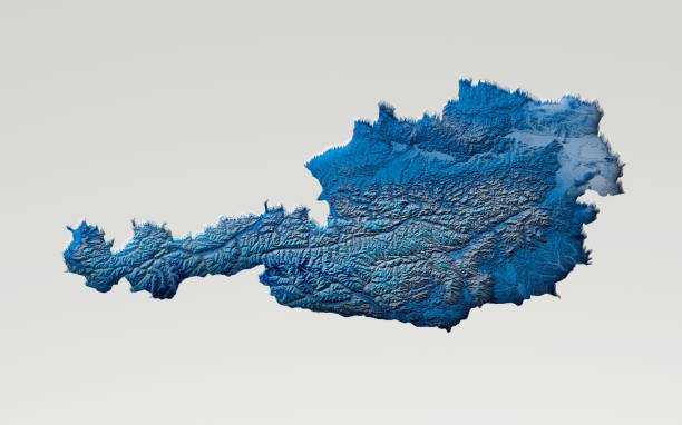 istock 3d Deep Blue Water Austria Map Shaded Relief Texture Map On White Background 3d Illustration 1539720392