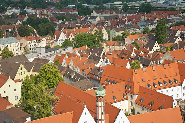 istock panoramic city skyline with beautiful red building in augsburg. 153972093