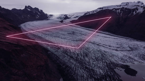 istock Geometric Neon Pink Light Installation above Glacier in Iceland 1539739998