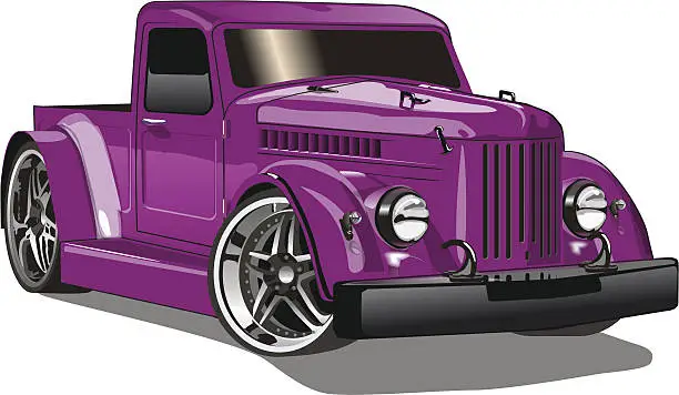 Vector illustration of Purple GAZ Hot Rod