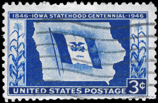 A Stamp printed in USA devoted to Iowa Statehood Centenary, circa 1946