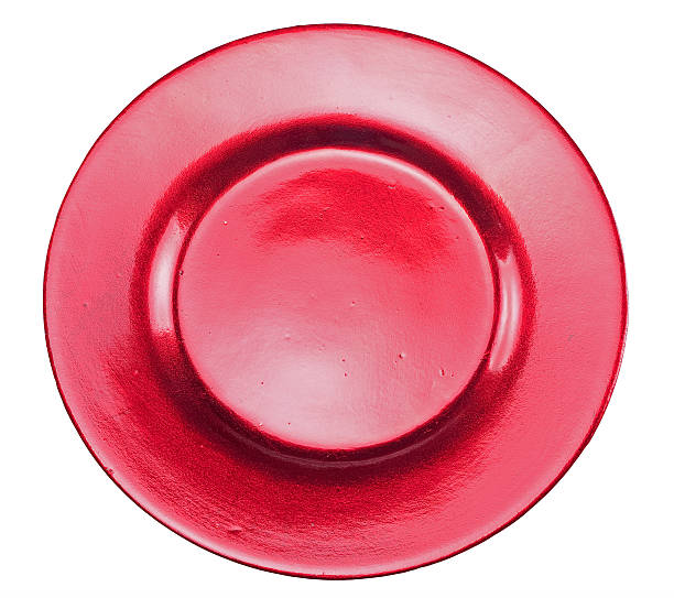 istock Shiny red textured plate isolated background 153974463