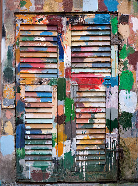 istock Bright painted door of many colours 153974471