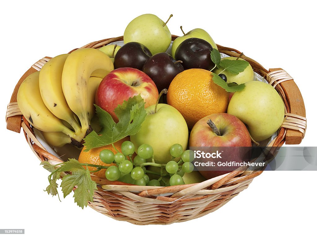 VariadosStencils cesto de frutas frescas, isolado no branco - Royalty-free Alimentação Saudável Foto de stock