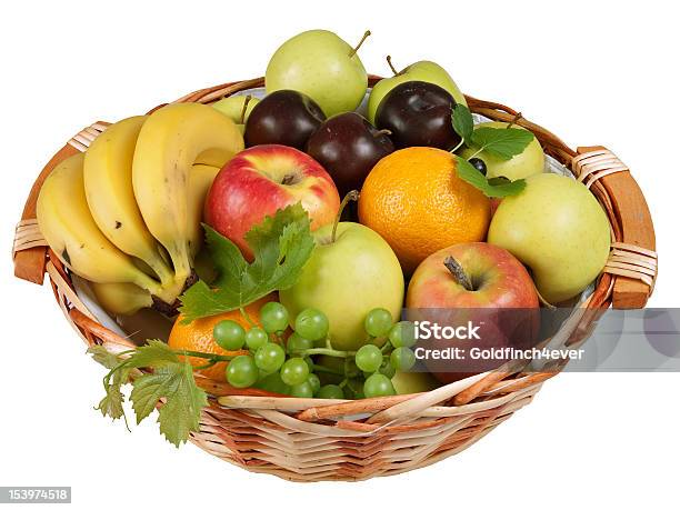 Variadosstencils Cesto De Frutas Frescas Isolado No Branco - Fotografias de stock e mais imagens de Alimentação Saudável