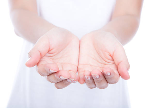 istock Empty woman hands over body isolated on background. 153974735