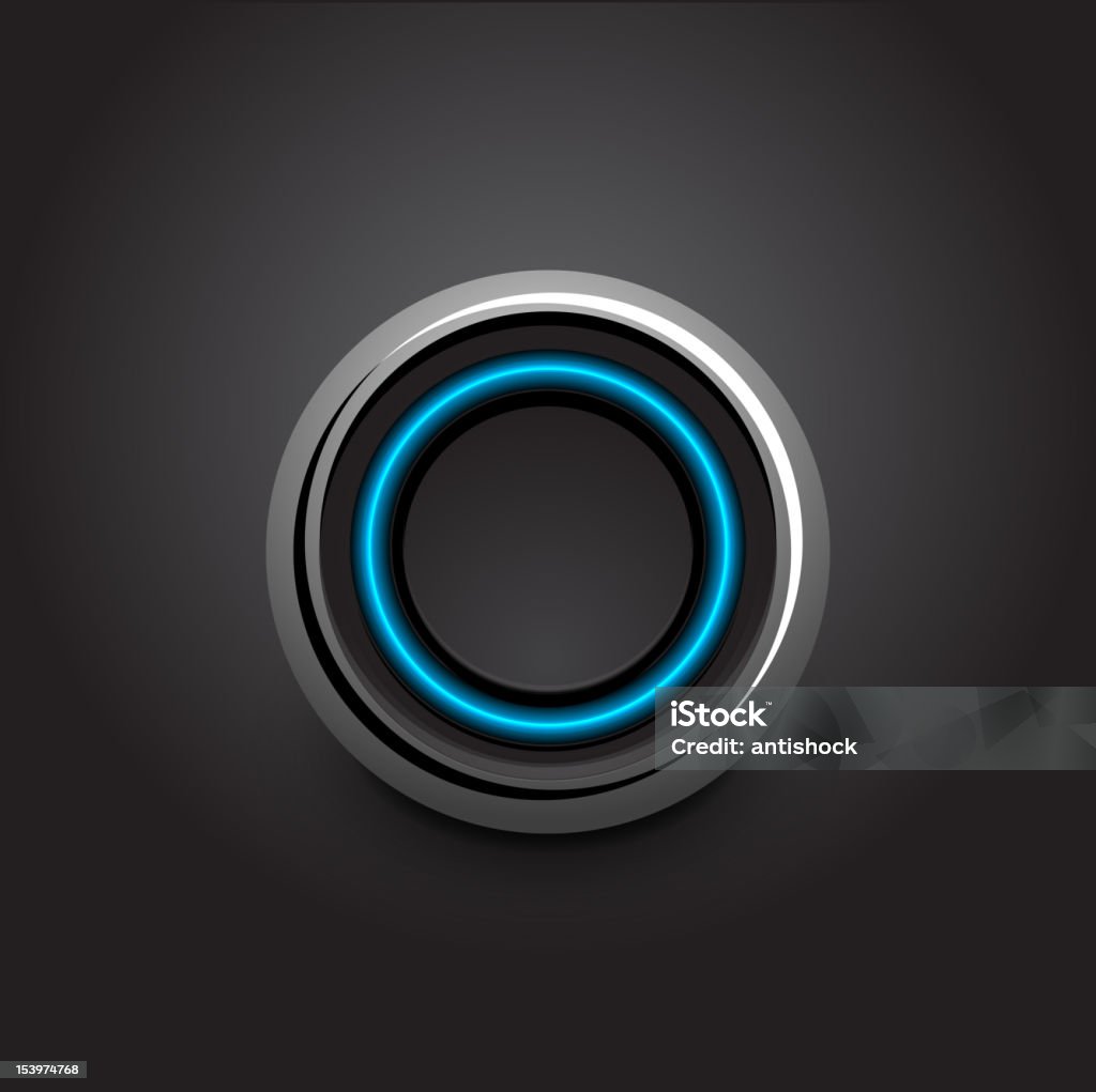 ブルーの光沢のあるネオン輝くボタン - アイコンのロイヤリティフリーベクトルアート