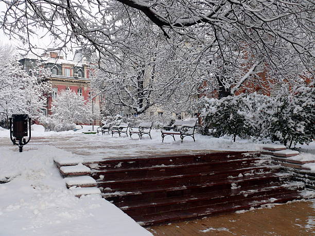 istock Benches with snow in Sofia, Bulgaria 153975898