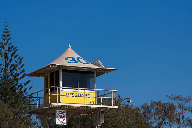 Lifeguard Hut at Broadbeach, Gold Coast stock photo