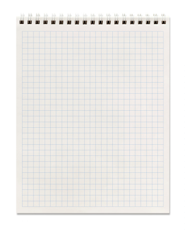 squared spiral notebook, isolated on white, clipping path included