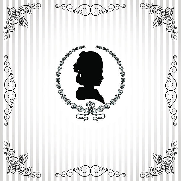 ilustraciones, imágenes clip art, dibujos animados e iconos de stock de fondo con lady's silhouette - camafeo