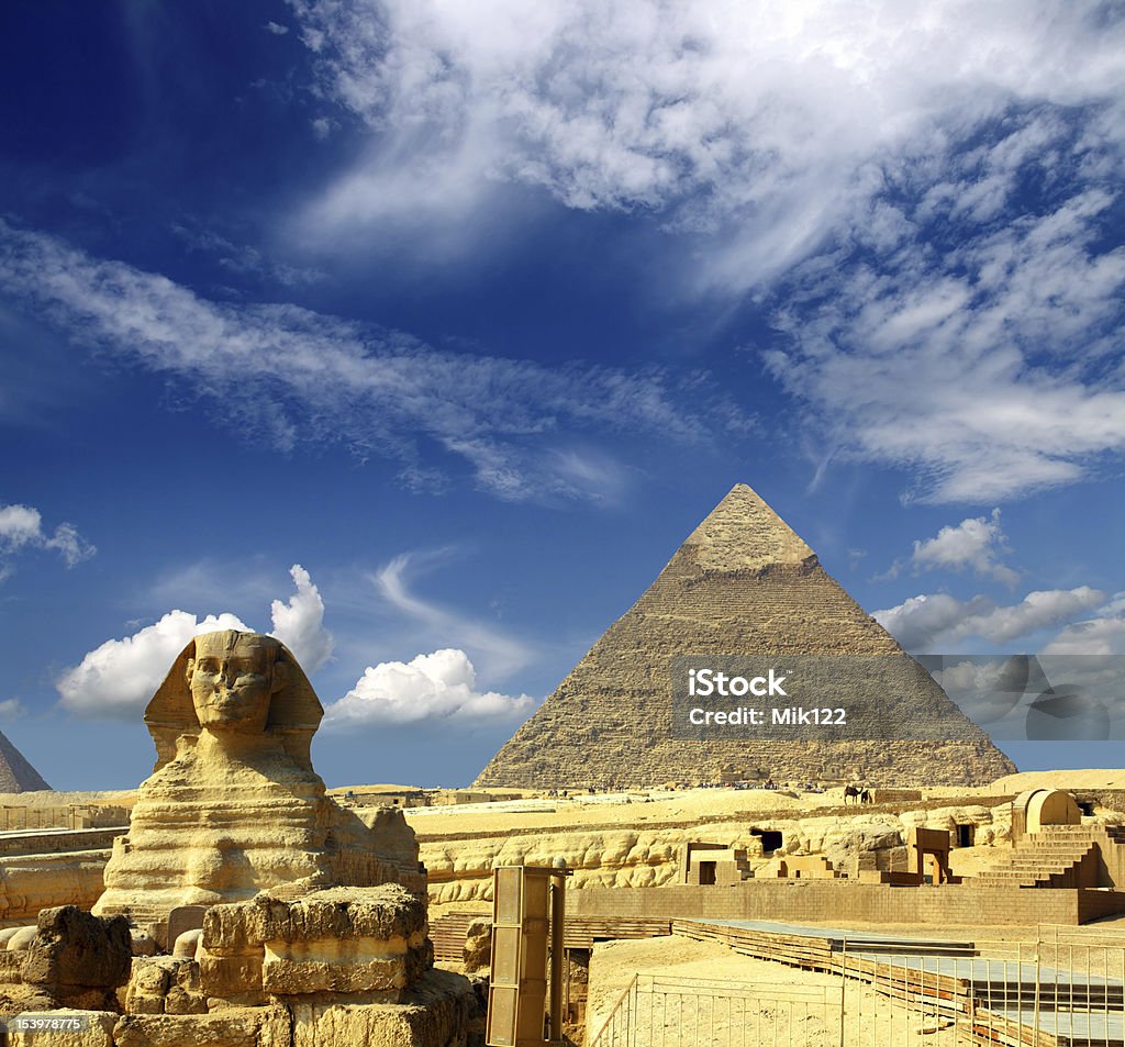 Egito Pirâmide de Cheops e esfinge - Royalty-free Egito Foto de stock