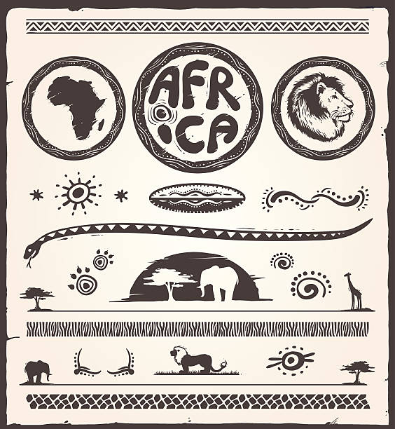 아프리카 디자인 요소 - african tribal culture stock illustrations