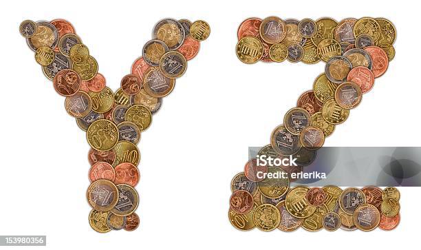 Буквы Y И Z Из Евро Монеты — стоковые фотографии и другие картинки Алфавит - Алфавит, Без людей, Богатство