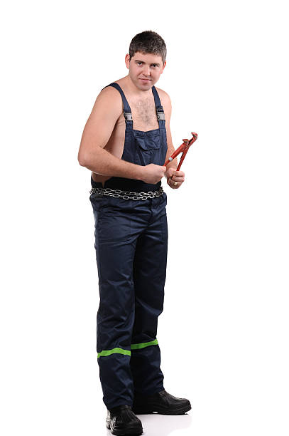 istock Mechanic with tools isolated on the white background 153980447