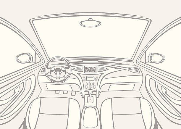 illustrazioni stock, clip art, cartoni animati e icone di tendenza di interno di automobile - car vehicle interior inside of dashboard