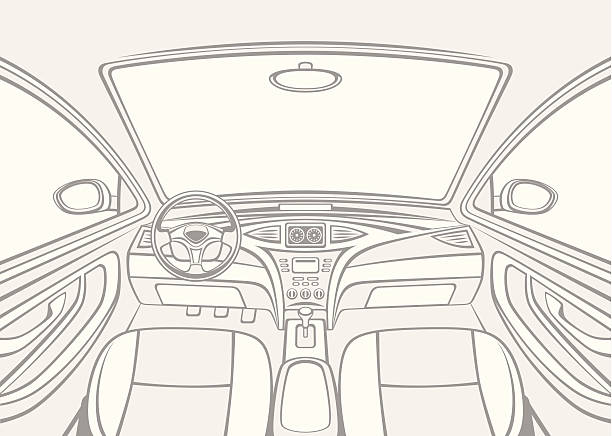 Inside car View inside the interior automobile looking in mirror stock illustrations