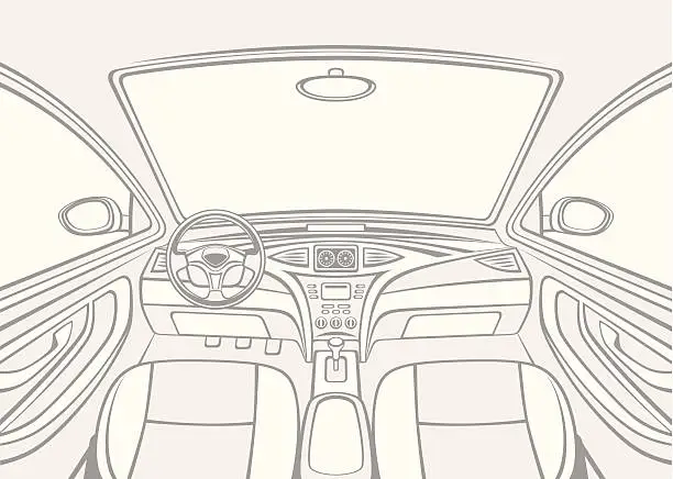 Vector illustration of Inside car