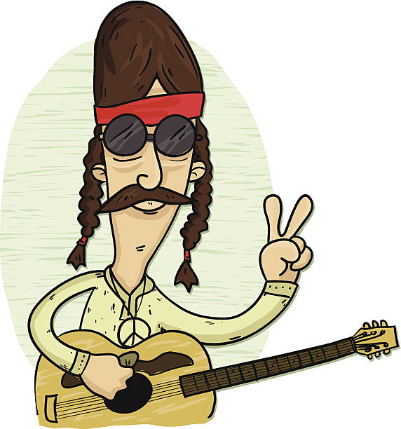 groovy typ - hippie image created 1970s peace sign hemp stock-grafiken, -clipart, -cartoons und -symbole