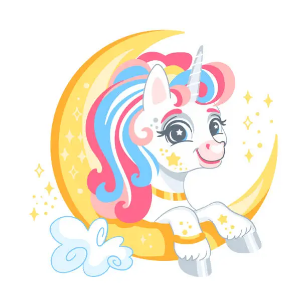 Vector illustration of Cute cartoon character happy unicorn vector illustration 9
