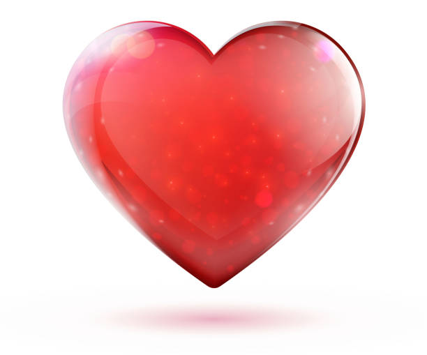 red glossy heart vector art illustration