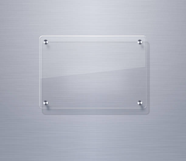 Blank glass plate with copy space Blank glass plate over stainless steel background acrylic painting stock pictures, royalty-free photos & images
