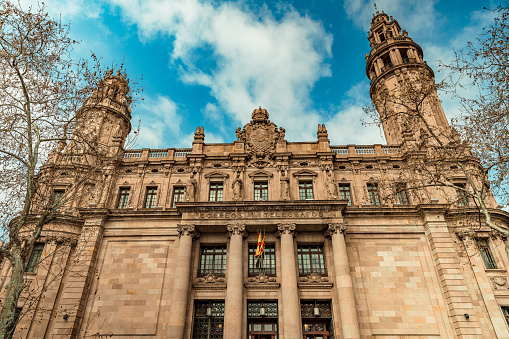 Oficina d`Acces a la Universitat in Barcelona. Exterior of famous buildings in Barcelona streets, Spain