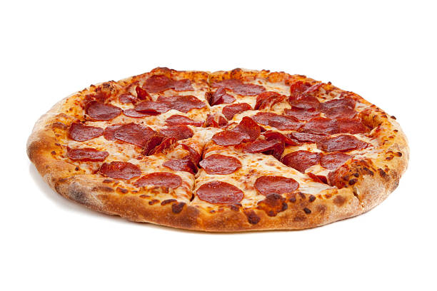 Pepperoni pizza on white stock photo