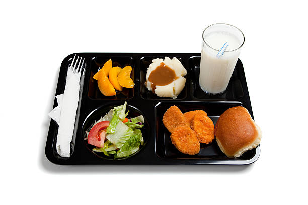 istock Black school lunch tray on a white background 153986003