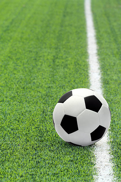 istock Soccer ball near the line 153986207