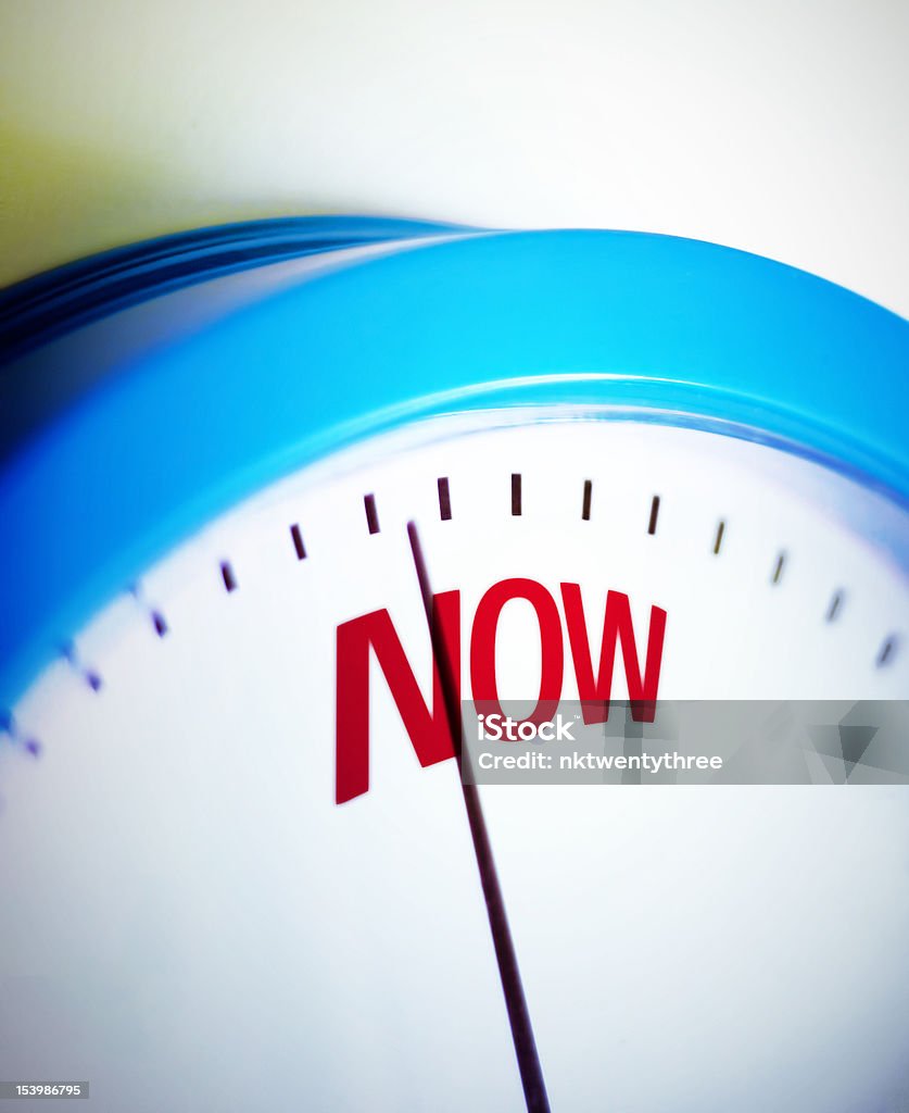 Time is NOW Clock is showing deadline time. Take action NOW. Activity Stock Photo