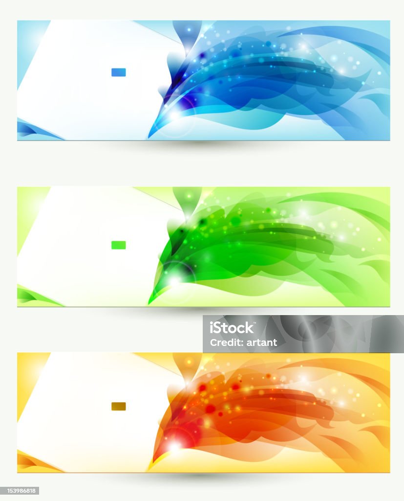 set of three banners, abstract  headers This illustration contains a transparency blends and gradients, such as the lights and shadows. EPS 10 Abstract stock vector